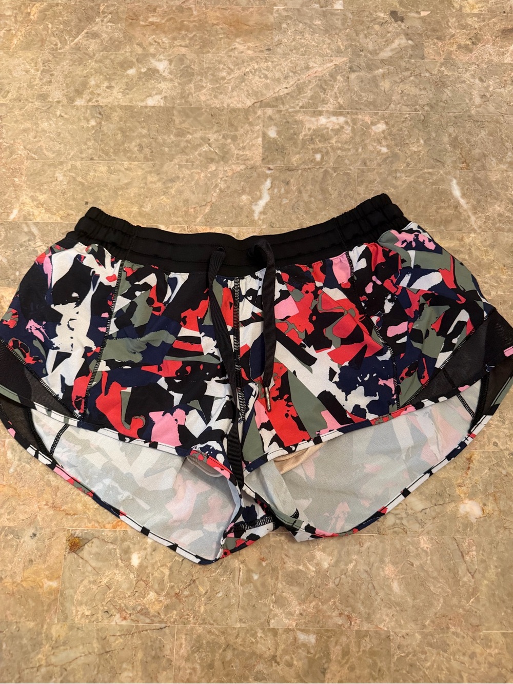 lululemon athletica Multicolor Camo Print Athletic Shorts with Black Waistband